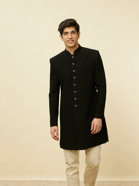 Manyavar Black Solid Indo Western