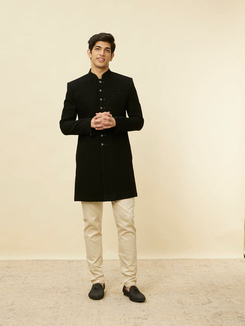 Manyavar Black Solid Indo Western