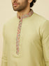 Manyavar Coral Pink Medallion Patterned Indo Western Set