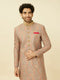 Manyavar Coral Pink Medallion Patterned Indo Western Set