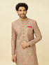 Manyavar Coral Pink Medallion Patterned Indo Western Set