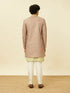 Manyavar Coral Pink Medallion Patterned Indo Western Set