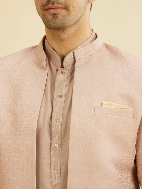 Manyavar Lilac Self Design Jacket Indo Western