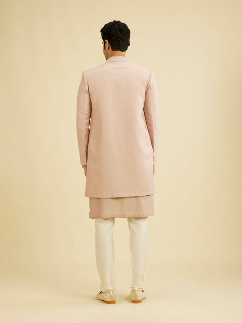 Manyavar Lilac Self Design Jacket Indo Western