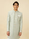 Manyavar Delicate Blue Medallion Patterned Indo Western Jacket
