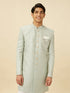 Manyavar Delicate Blue Medallion Patterned Indo Western Jacket