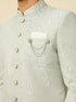 Manyavar Delicate Blue Medallion Patterned Indo Western Jacket