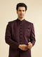 Manyavar Wine Imperial Patterned Indo Western Set