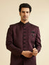 Manyavar Wine Imperial Patterned Indo Western Set