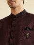 Manyavar Wine Imperial Patterned Indo Western Set