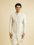 Manyavar Smoke Grey Floral Vine Patterned Indo Western Set
