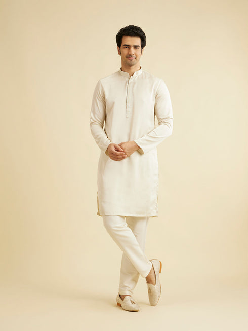 Manyavar Smoke Grey Floral Vine Patterned Indo Western Set