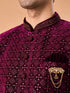 Manyavar Regal Wine Velvet Indo Western