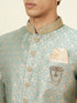 Manyavar Sage Green Floral Jaal Patterned Indo Western Set