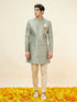 Manyavar Sage Green Floral Jaal Patterned Indo Western Set