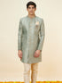 Manyavar Sage Green Floral Jaal Patterned Indo Western Set