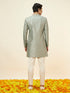 Manyavar Sage Green Floral Jaal Patterned Indo Western Set