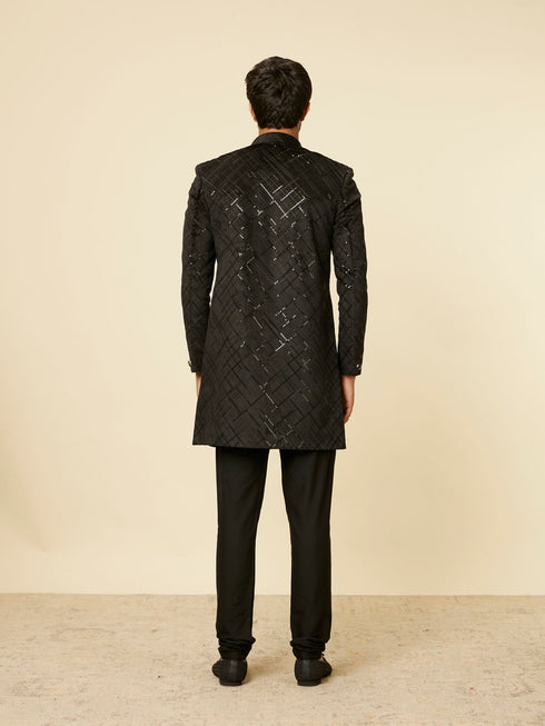 Manyavar Kohl Black Sequined Indo Western Set