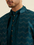 Manyavar Teal Green Chevron Patterned Indo Western Set