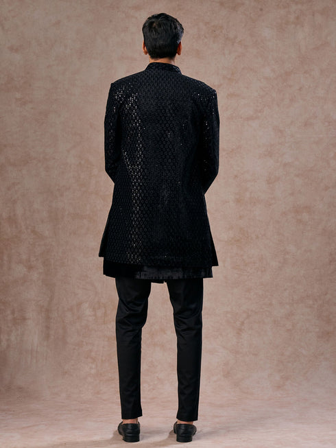 Manyavar Black Velvet Elegance Indo Western