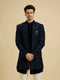 Manyavar Navy Blue Sequinned Indo Western Set