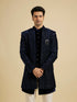 Manyavar Navy Blue Sequinned Indo Western Set