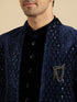 Manyavar Navy Blue Sequinned Indo Western Set