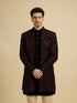 Manyavar Royal Brown Velvet Essence Indo Western