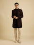 Manyavar Royal Brown Velvet Essence Indo Western