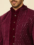 Manyavar Deep Wine Sequined Indo Western Set