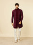 Manyavar Deep Wine Sequined Indo Western Set