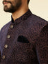 Manyavar Deep Blue and Brown Imperial Patterned Indo Western Set