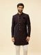 Manyavar Deep Blue and Brown Imperial Patterned Indo Western Set