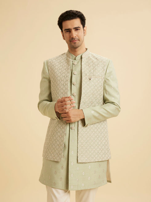 Manyavar Pista Green Opulence Indo Western