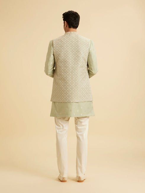 Manyavar Pista Green Opulence Indo Western