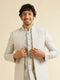 Manyavar Light Grey Floral Patterned Indo Western Jacket