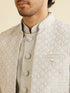 Manyavar Light Grey Floral Patterned Indo Western Jacket