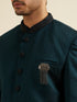 Manyavar Teal Green Jaal Patterned Achkan Style Indo Western Set
