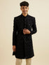 Manyavar Regal Dark Blue Velvet Indo Western Jacket