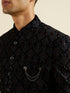 Manyavar Regal Dark Blue Velvet Indo Western Jacket
