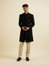 Manyavar Regal Dark Blue Velvet Indo Western Jacket
