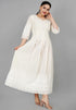 Miravan Womens Floral Embroidered Thread Work Cream Chikankari Anarkali Kurta With Cotton Dupatta