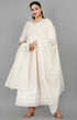 Miravan Womens Floral Embroidered Thread Work Cream Chikankari Anarkali Kurta With Cotton Dupatta
