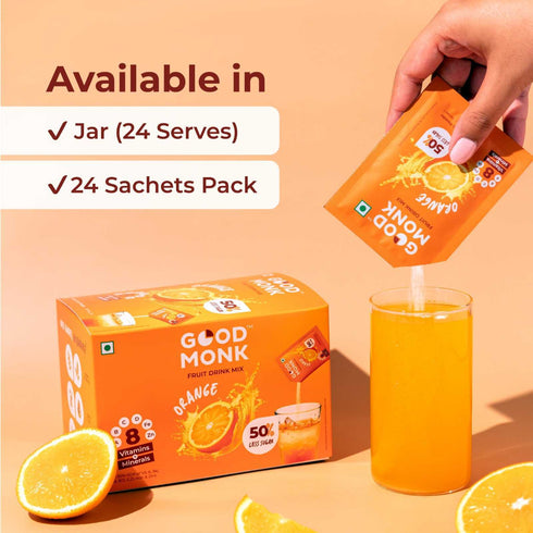Good Monk Instant Fruit Drink Mix Natural Orange Powder