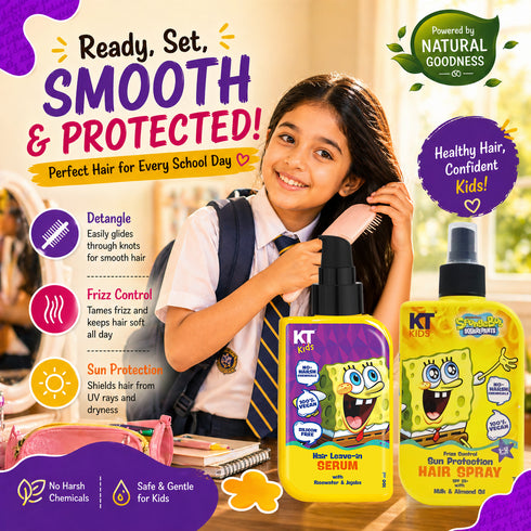 Kt Kids Hair Care Protection Combo Hair Leave In Serum Moisturizing Sun Protection Hair Spray