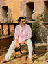 Kzari Pink Chanderi Kurta with Exquisite Embroidery