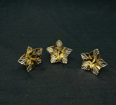 Pure Silver Shiny Golden Flowers 6.13g Pack Of 3