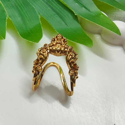 FJ2258 Nakshi Finish Gold Replica Adjustable Finger Ring for Women & Girls