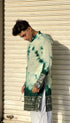 Kzari Handcrafted Green Tie & Dye Kurta with Exquisite Borders