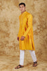 Veshbhoshaa Bluesaanchi Royal Elegance Yellow Handloom Embroidery Kurta Set